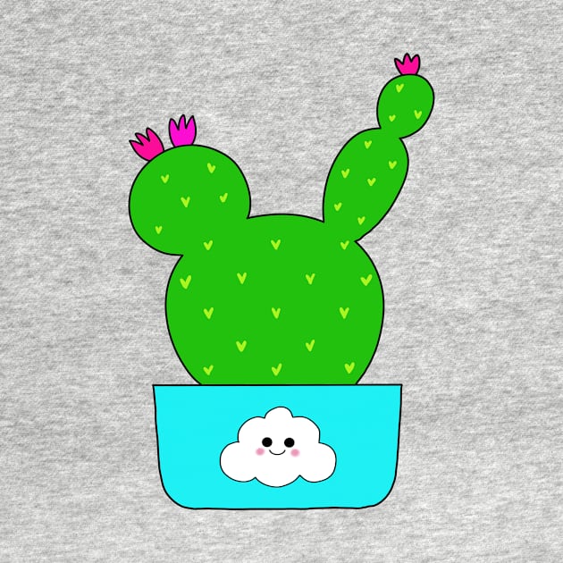 Cute Cactus Design #132: Cute Cactus With Flowers In Cloud 9 Pot by DreamCactus